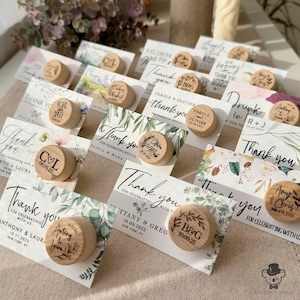 Personalized Wine Bottle Stopper Wedding Favors with Thank You Card