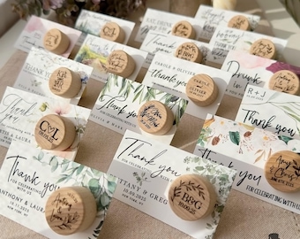 Personalized Wine Bottle Stopper Wedding Favors with Thank You Card