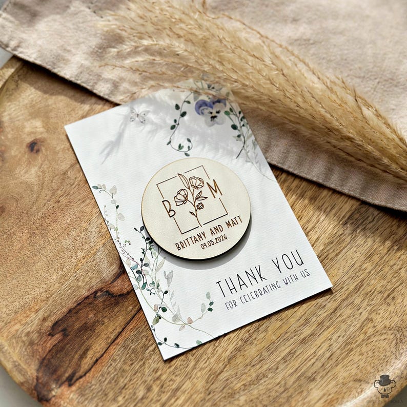 Aimant floral personnalisé avec carte pour événements mémorables