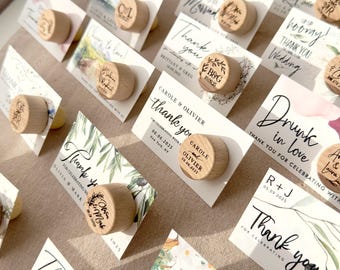Personalized Wine Bottle Stopper Wedding Favors with Thank You Card