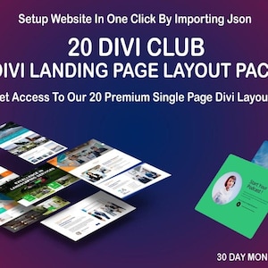 20 Divi Club – Divi Landing Page Layout Pack | Divi Layout | Divi Website | Startup Divi Landing Page | WordPress Website