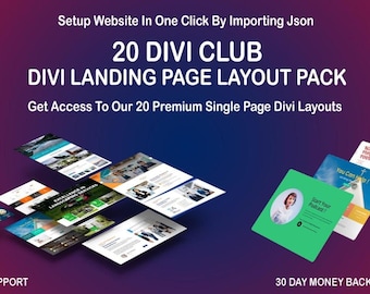20 Divi Club – Divi Landing Page Layout Pack | Divi Layout | Divi Website | Startup Divi Landing Page | WordPress Website