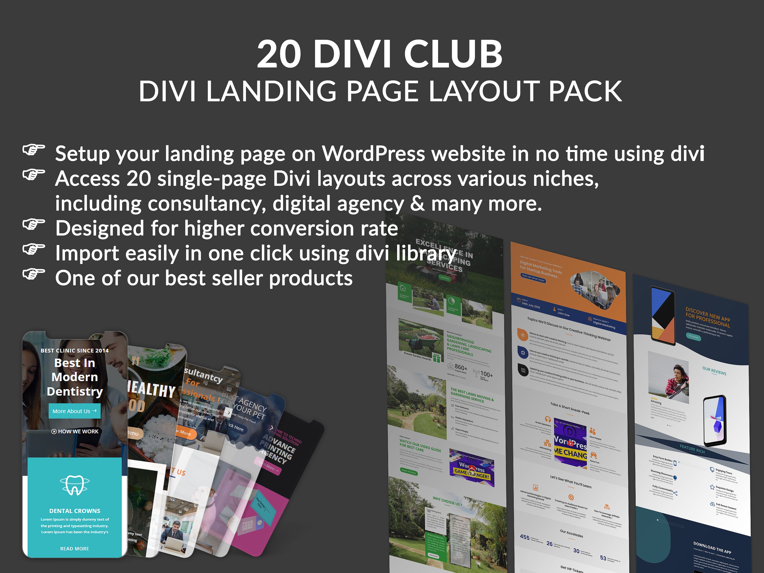 20 Divi Club – Divi Landing Page Layout Pack | Divi Layout | Divi ...