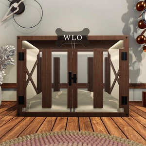 WLO® Pueblo Modern Dog House, Premium Wooden Dog House with Free Customization, Multiple Colors & Gift Cushion Covers