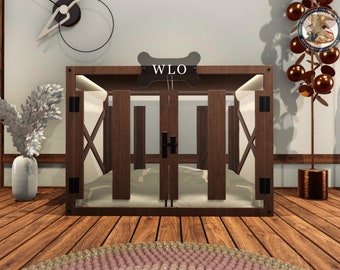 WLO® Pueblo Modern Dog House, Premium Wooden Dog House with Free Customization, Multiple Colors & Gift Cushion Covers