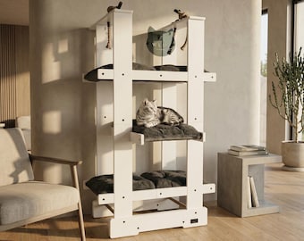 Albero per gatti moderno Malibu Pure White WLO® / Mobili per gatti multilivello per interni e terrazze