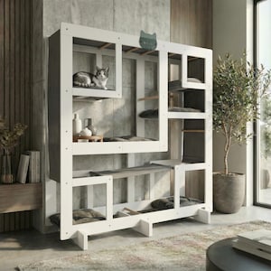 WLO® Pure White Square Modular Cat Tower | Multi-Level Modern Climbing & Cat Wall System image 6