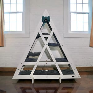 WLO® Triangle Climbing Shelves White – cat wall shelves, modern cat furniture, cat wall bridge, cat wall furniture, cat playground