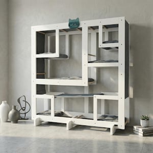 WLO® Pure White Square Modular Cat Tower | Multi-Level Modern Climbing & Cat Wall System image 1