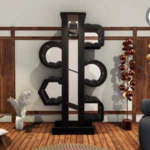 WLO® Black & Black Impera Modern Cat Tree, Premium Wooden Cat Tree with Free Customization, Easy to Clean Super Soft Cushions