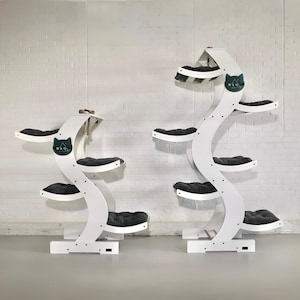 WLO® Skyline Modern Cat Tree (Pure WHITE) – Luxury Eco-Friendly Cat Tower for Large Cats, Multi-Level Condo, Hypoallergenic, USA Made