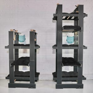 WLO® Malibu, Modern Cat House, Wooden Cat Tower, Unique Cat Tree, Cat Tree Tower, Cat Condo, Modern Cat Climbing Tree, Black