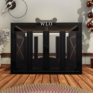 WLO® Black & Black Pueblo Modern Dog House, Premium Wooden Dog House with Free Customization, Gift Cushion Covers