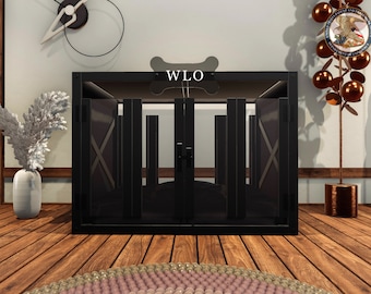 WLO® Black & Black Pueblo Modern Dog House, Premium Wooden Dog House with Free Customization, Gift Cushion Covers