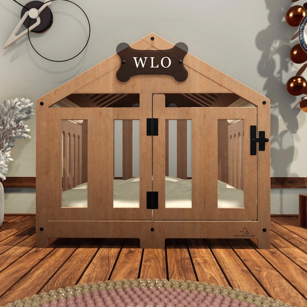 Illustration of Modern Dog Crate Wall Mounted
