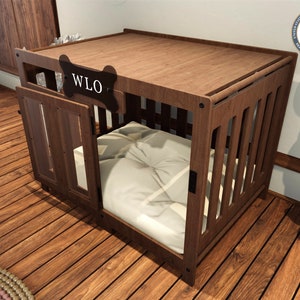 WLO® Pueblo Modern Dog Crate, Premium Wooden Dog Crate with Free Customization, Multiple Colors & Gift Cushion Covers image 3