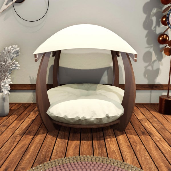 WLO® Circular Modern Dog House, Premium Wooden Dog House with Free Customization, Multiple Colors & Gift Cushion Covers