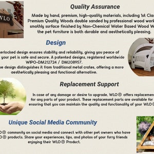WLO® Moderne Hundebox mit Giebeln in Weiß und Elfenbein, Premium-Hundebox aus Holz mit kostenloser Individualisierung, Geschenkkissenbezüge Bild 6