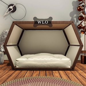 WLO® Hexxon Modern Dog House, Premium Wooden Dog House with Free Customization, Multiple Colors & Gift Cushion Covers