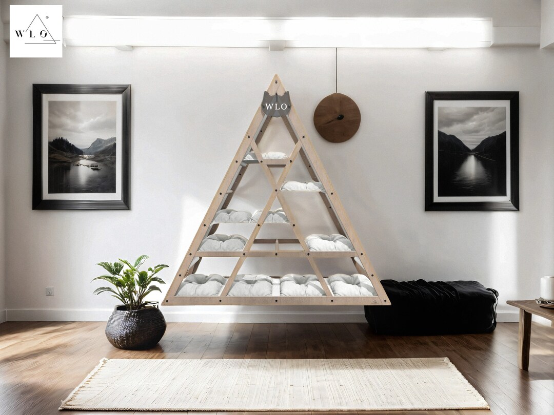 WLO® Natural Triangle Compact Cat Shelf,cat Wall Furniture With Free ...