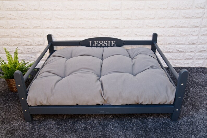 Smooth Gray Elevated Dog BedWooden Dog Bed Dog Bed Pet Etsy