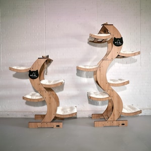 WLO® Skyline Modern Cat Tree (Natural OAK) – Luxury Eco-Friendly Cat Tower for Large Cats, Multi-Level Condo, Hypoallergenic, USA Made