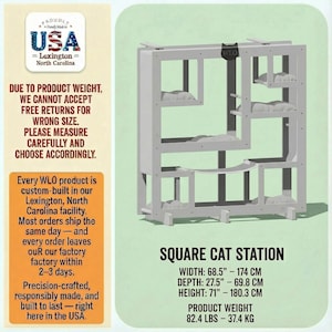 WLO® Natural Oak Square Modular Cat Tower | Multi-Level Modern Climbing & Cat Wall System image 5
