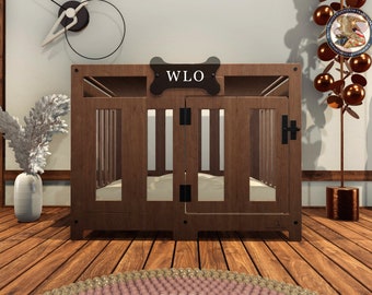 WLO® Pueblo Modern Dog Crate, Premium Wooden Dog Crate with Free Customization, Multiple Colors & Gift Cushion Covers