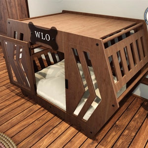 WLO® Hexxon Modern Dog Crate, Premium Wooden Dog Crate with Free Customization, Multiple Colors & Gift Cushion Covers image 3