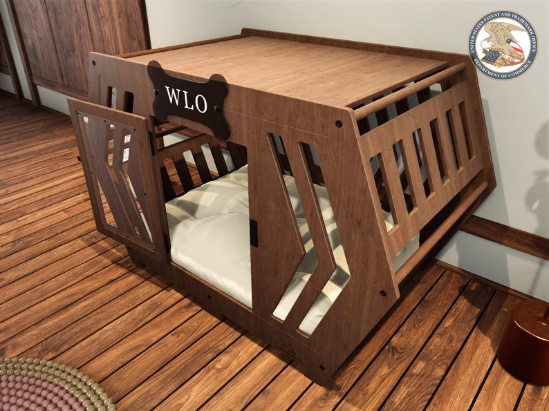 WLO® Hexxon Modern Dog Crate, Premium Wooden Dog Crate with Free Customization, Multiple Colors & Gift Cushion Covers image 3