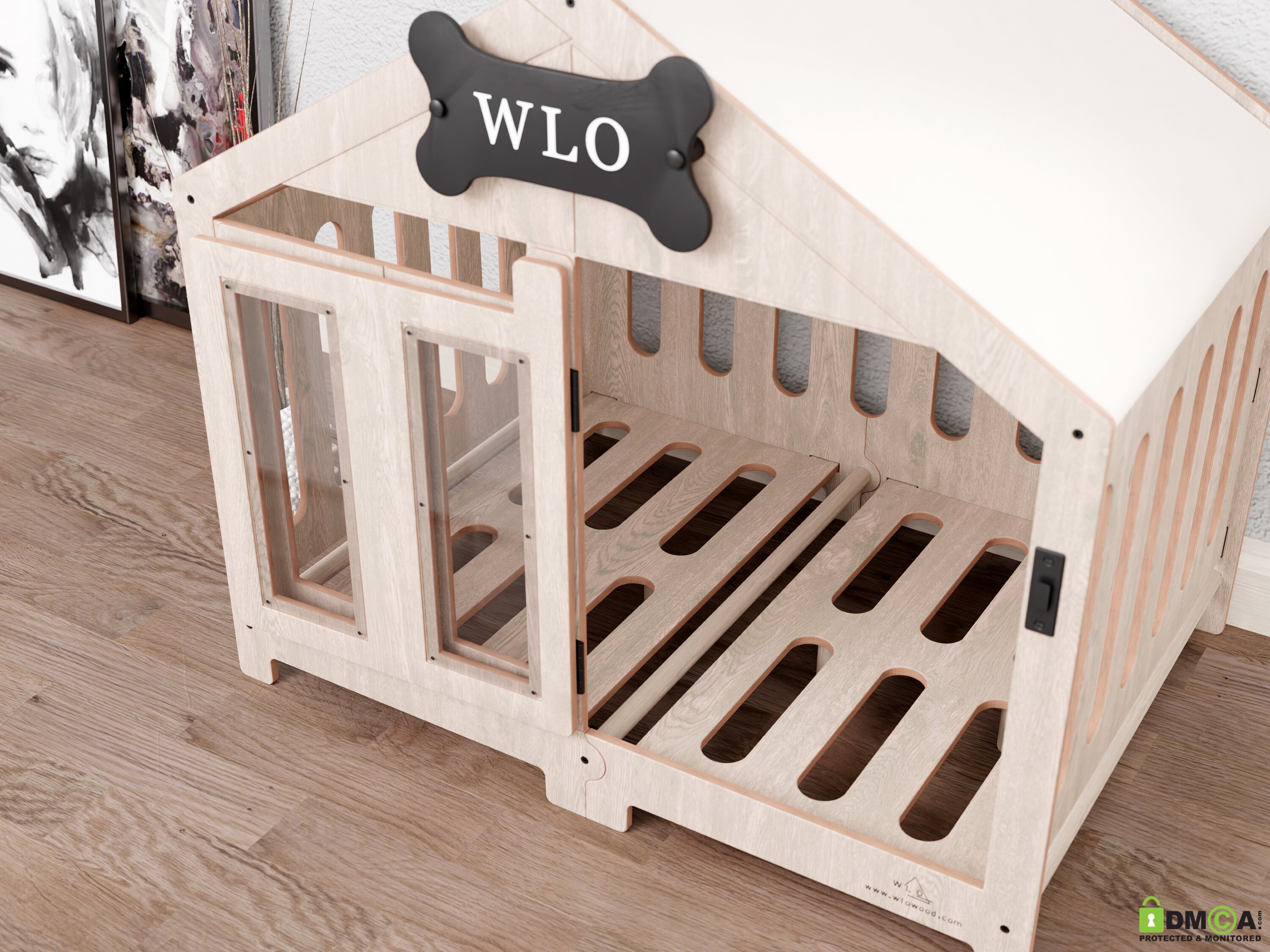 Natural & Ivory Gabled Modern Dog Crate Dog Bed Dog Crate Etsy