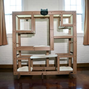 WLO® Square Climbing Shelves Natural – cat shelves set, cat steps, wood cat shelf, cat perch, plant shelves,cat wall shelves, cat playground