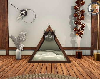 WLO® Lakota Modern Cat Bed, Premium Wooden Cat Bed with Free Customization, Multiple Colors & Gift Cushion Covers