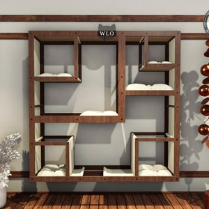 WLO® Square Compact Cat Shelf, Premium Cat Wall Furniture with Free Customization,Multiple Colors & Easy to Clean Super Soft Fleece Cushions