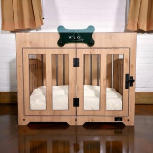 WLO® Pueblo Dog Crate Natural | Modern Dog Crate, Wood Dog House, Indoor Dog Kennel, Dog Crate Furniture, Dog Furniture Kennel