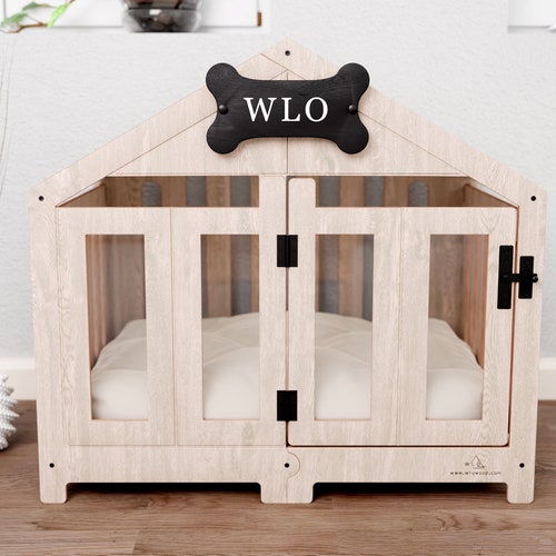 Natural & Ivory Gabled Modern Dog Crate Dog Bed Dog Crate Etsy