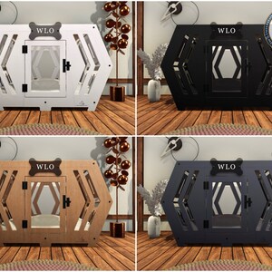 WLO® Hexxon Modern Dog Crate, Premium Wooden Dog Crate with Free Customization, Multiple Colors & Gift Cushion Covers image 2