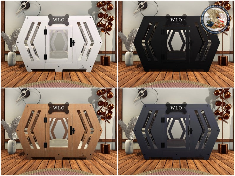 WLO® Hexxon Modern Dog Crate, Premium Wooden Dog Crate with Free Customization, Multiple Colors & Gift Cushion Covers image 2