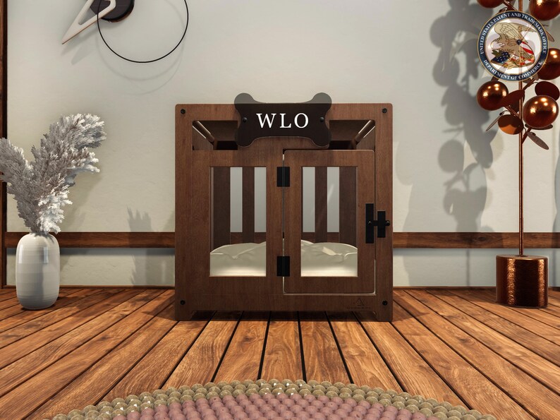 WLO® Pueblo Modern Dog Crate, Premium Wooden Dog Crate with Free Customization, Multiple Colors & Gift Cushion Covers image 6