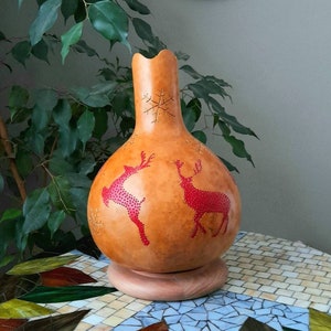Dancing Reindeers Lamp, Christmas Deer&#39;s Lamp, Golden Glitter Snow, Christmas Light Decoration, Red Reindeers light, Christmas gifts,