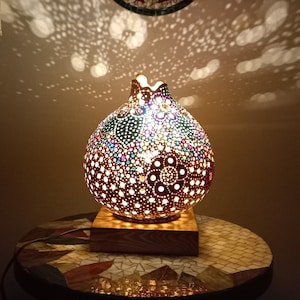 Flowers beaded Lamp, Gourd Lamp, Pansies beaded Lamp, Gift for Grandma, Floral Decoration