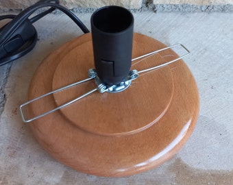 Base de lampe ronde en bois, base de lampe de table DIY, interrupteur marche/arrêt, avec pince à ressort pour la fixation, cadeau pour artiste de gourde