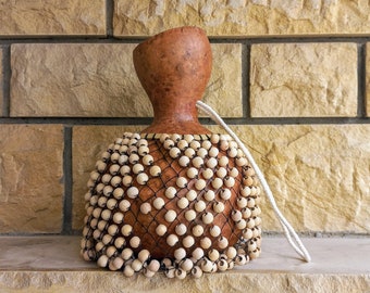 Brown Beaded Gourd Shekere Instrument, Musician gifts, Rhythm Instrument, Ewe Percussion, Latin Instrument, Birthday Gifts