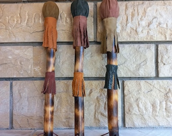 Customizable Reed Drum Beater with Leather Tassels