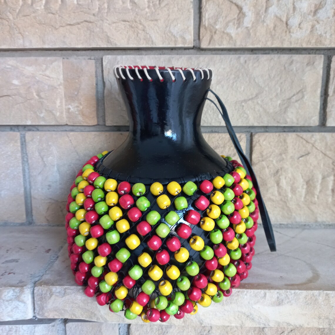 Colorful Wood Beaded Gourd Rattle Shekere Rhythm Percussion Etsy