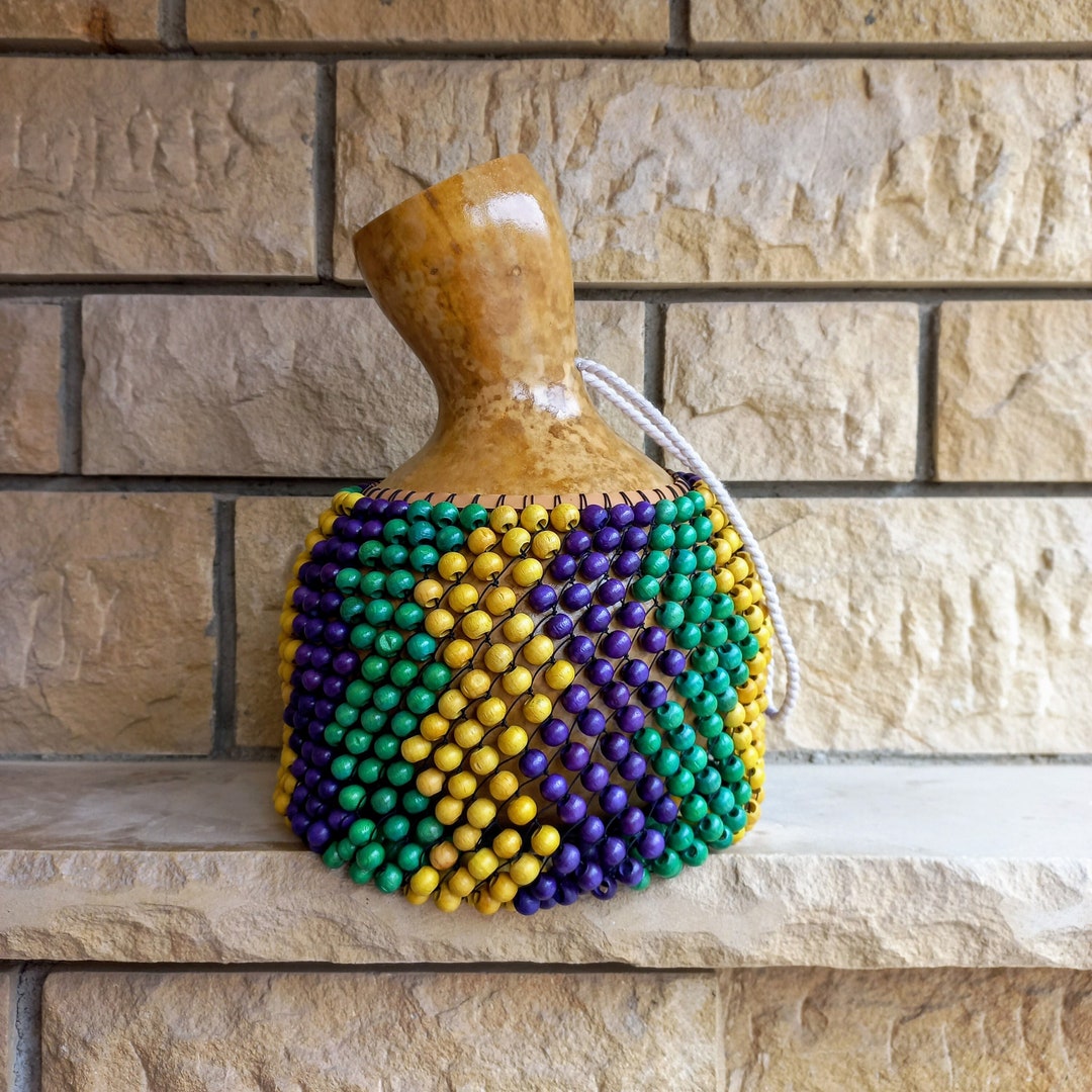 Purple Yellow Green Beaded Mardi Gras Instrument, Abe Instrument, Latin ...