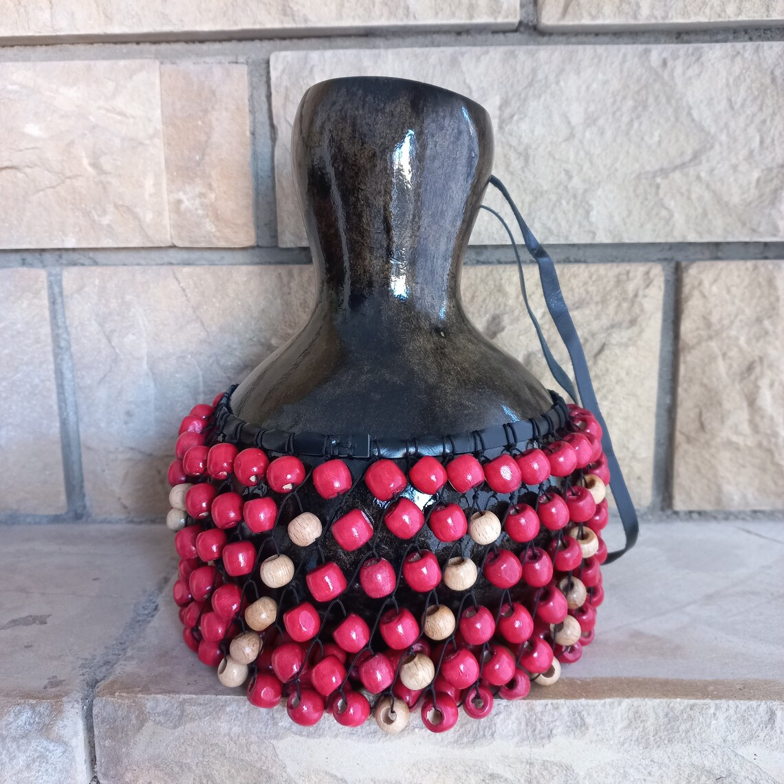 Colorful Wood Beaded Gourd Rattle Shekere Rhythm Percussion Etsy