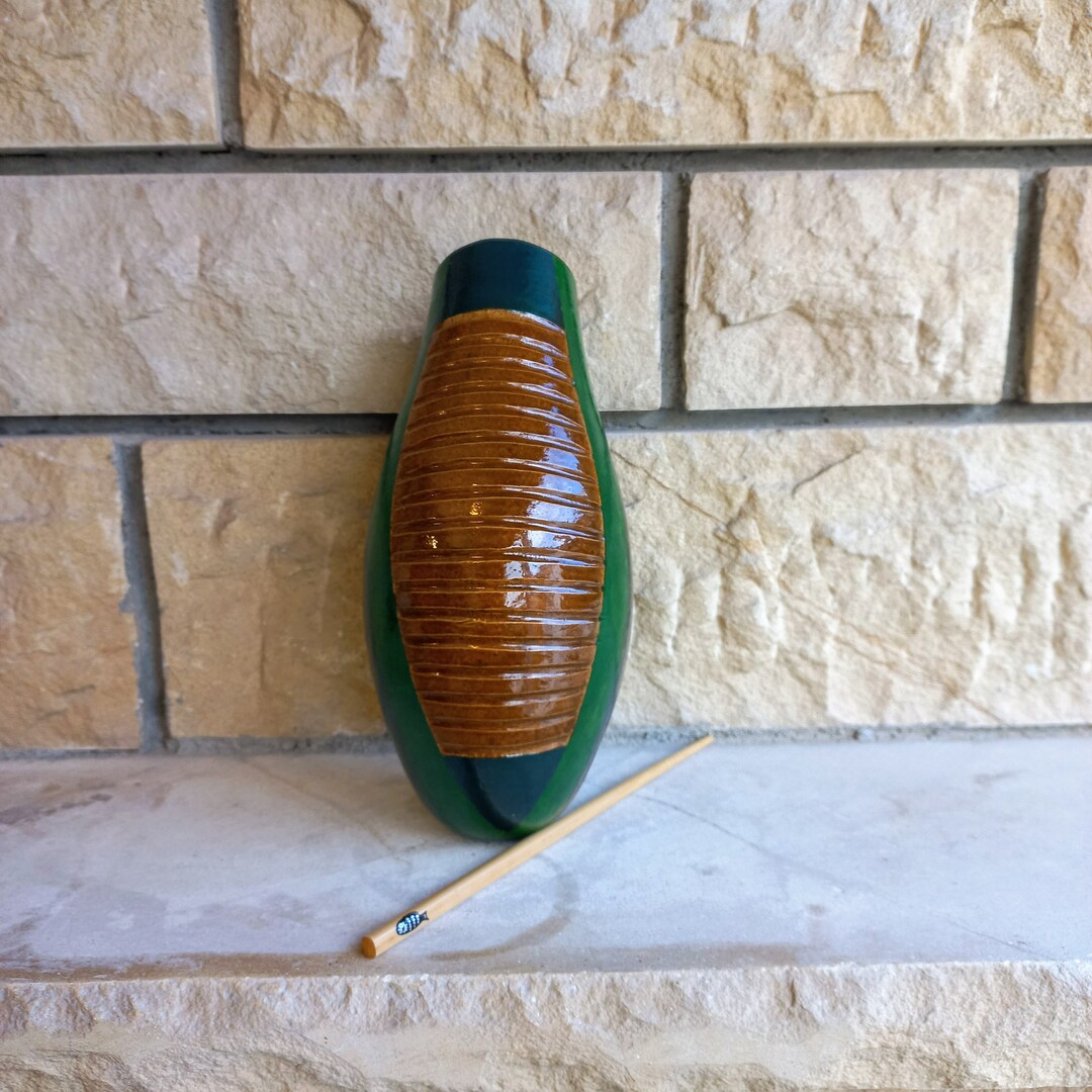 Green Güiro, Natural Gourd Guiro, Peruvian Percussion Guiro, Latin