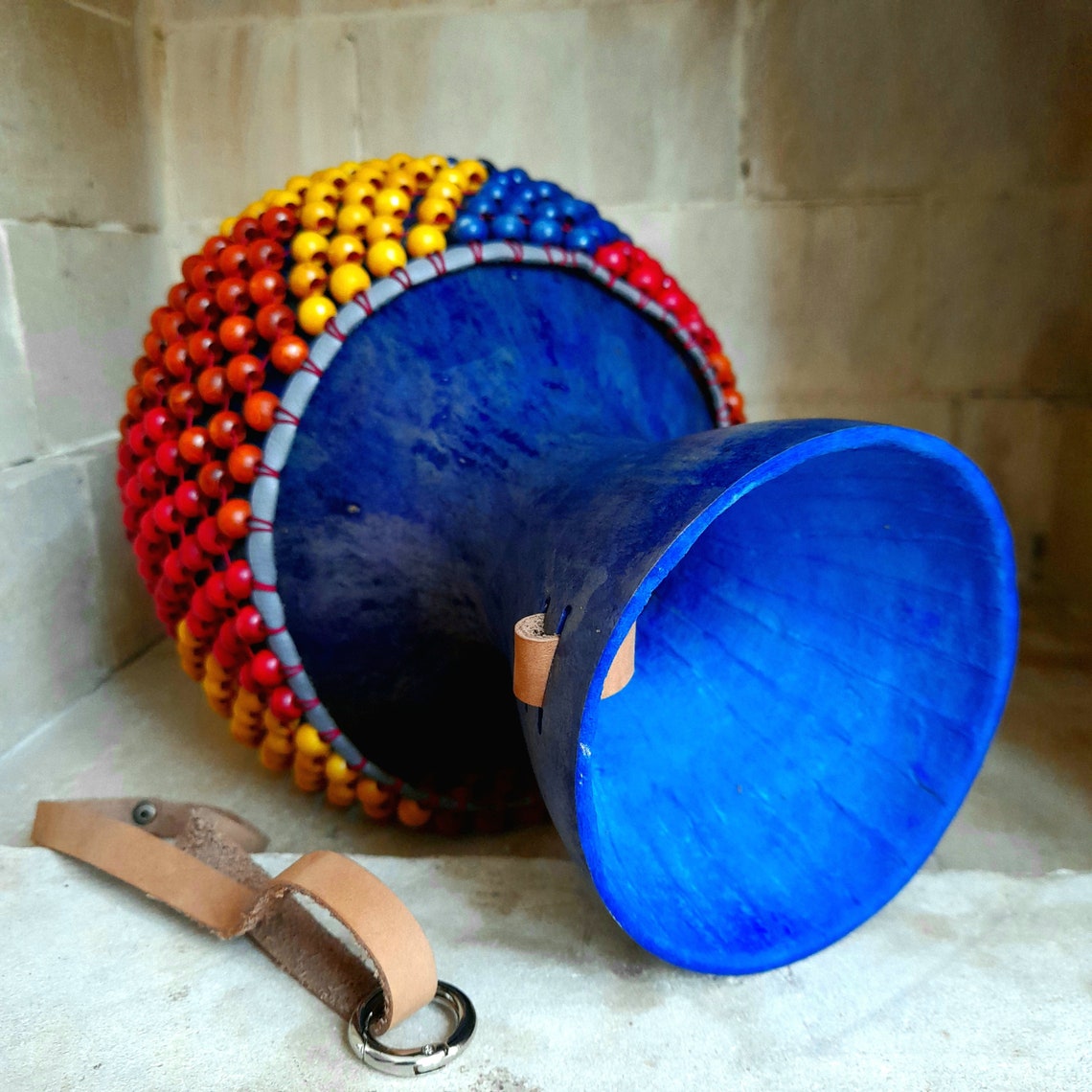 Colorful Wood Beaded Gourd Rattle Shekere Rhythm Percussion Etsy