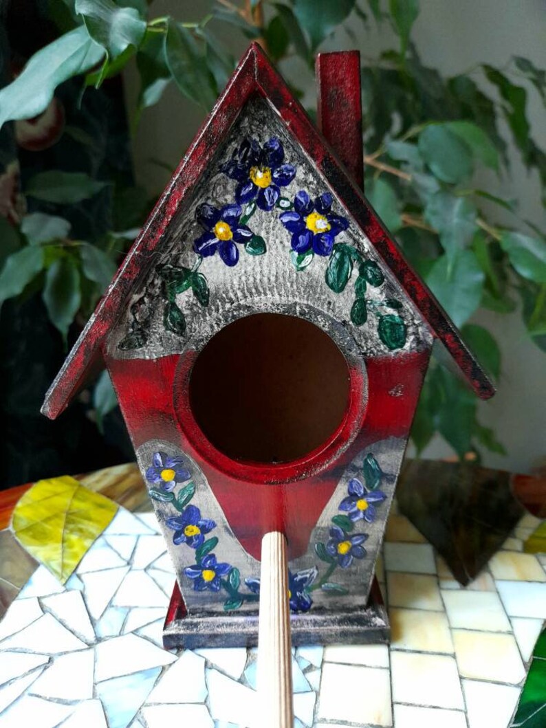 Vogelhaus für eine Stange Vogelhäuschen handbemalt Holzhaus Etsy.de